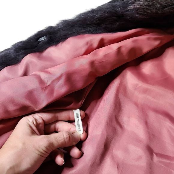 Vintage charcoal grey rabbit fur boxy women's coat - Picture 5 of 6